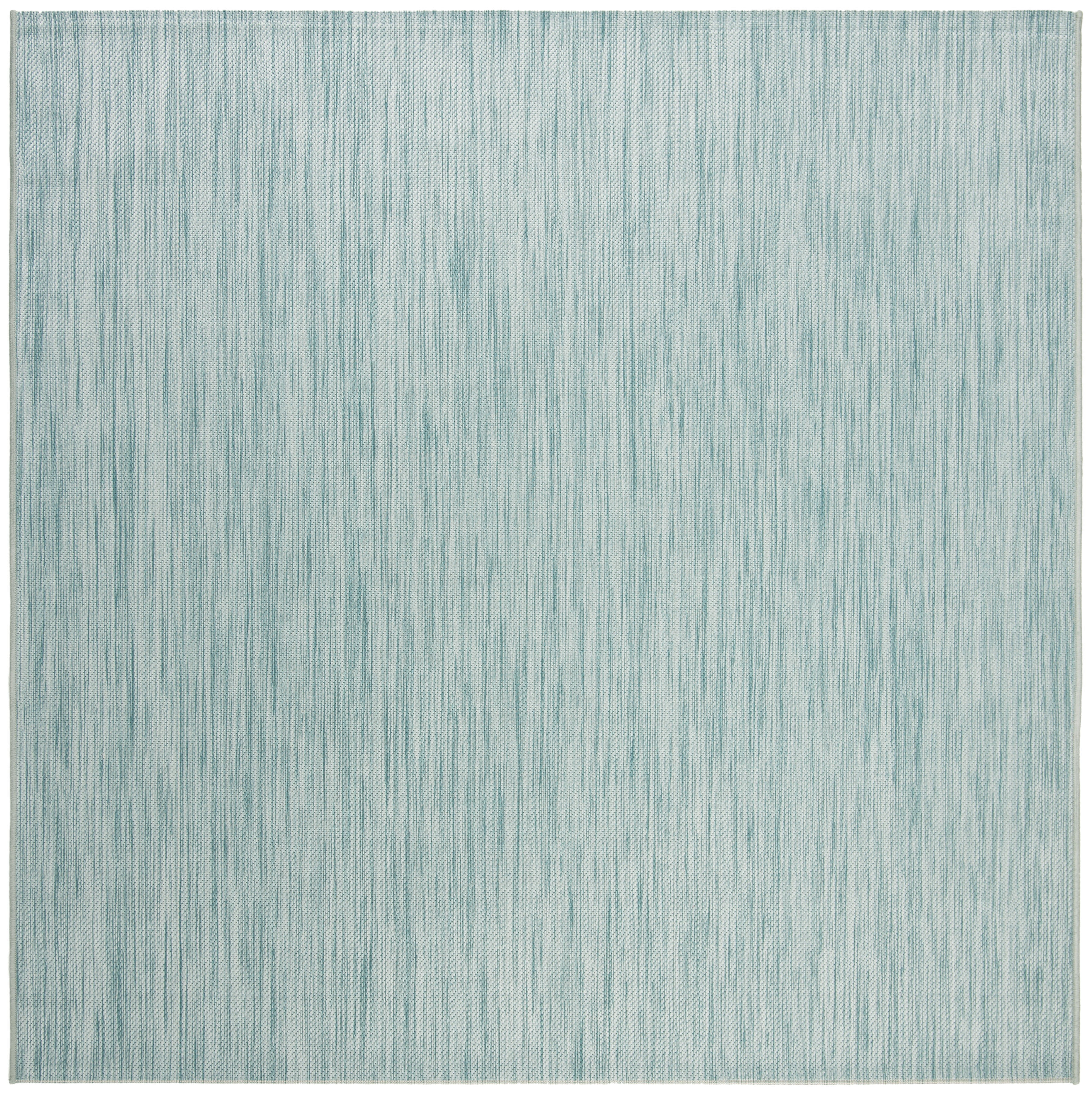 Aqua Blue Square Synthetic Reversible Area Rug