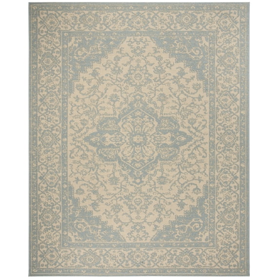 Safavieh Beach House Mai Traditional Outdoor Area Rug, Cream/Aqua, 8'6" x 12'