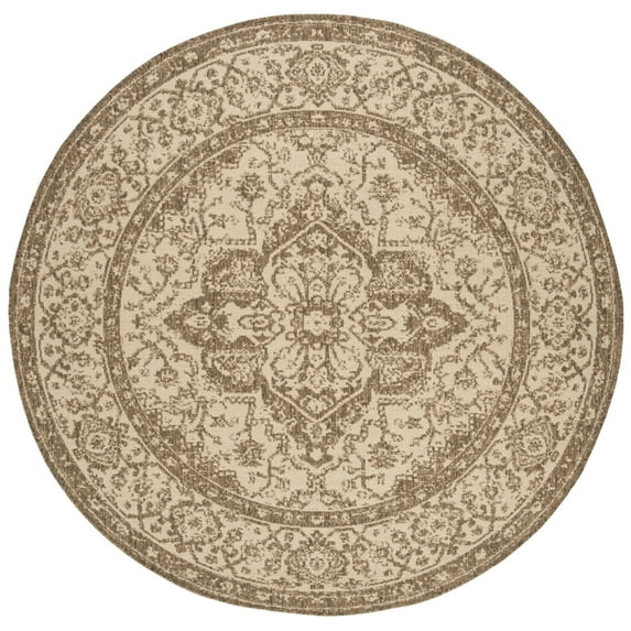 Safavieh Beach House Mai Traditional Outdoor Area Rug, Cream/Beige, 6'7" x 6'7" Round