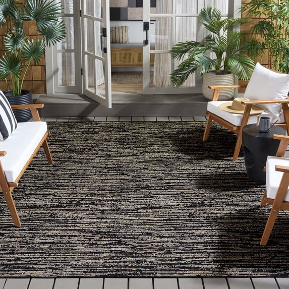Safavieh Beach House Nikola Geometric Indoor/Outdoor Area Rug, Black/Beige, 6'7" x 6'7" Square