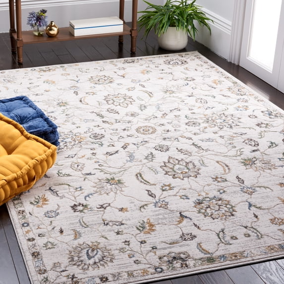 SAFAVIEH Bel Air Milford Abstract Polyester Area Rug, Beige/Gray, 6'7" x 6'7" Square