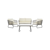 Safavieh Benjin Outdoor Mid-Century 4 Piece Living Set with Cushion