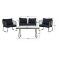 thumbnail image 1 of Safavieh Benjin Outdoor Mid-Century 4 Piece Living Set with Cushion, 1 of 6