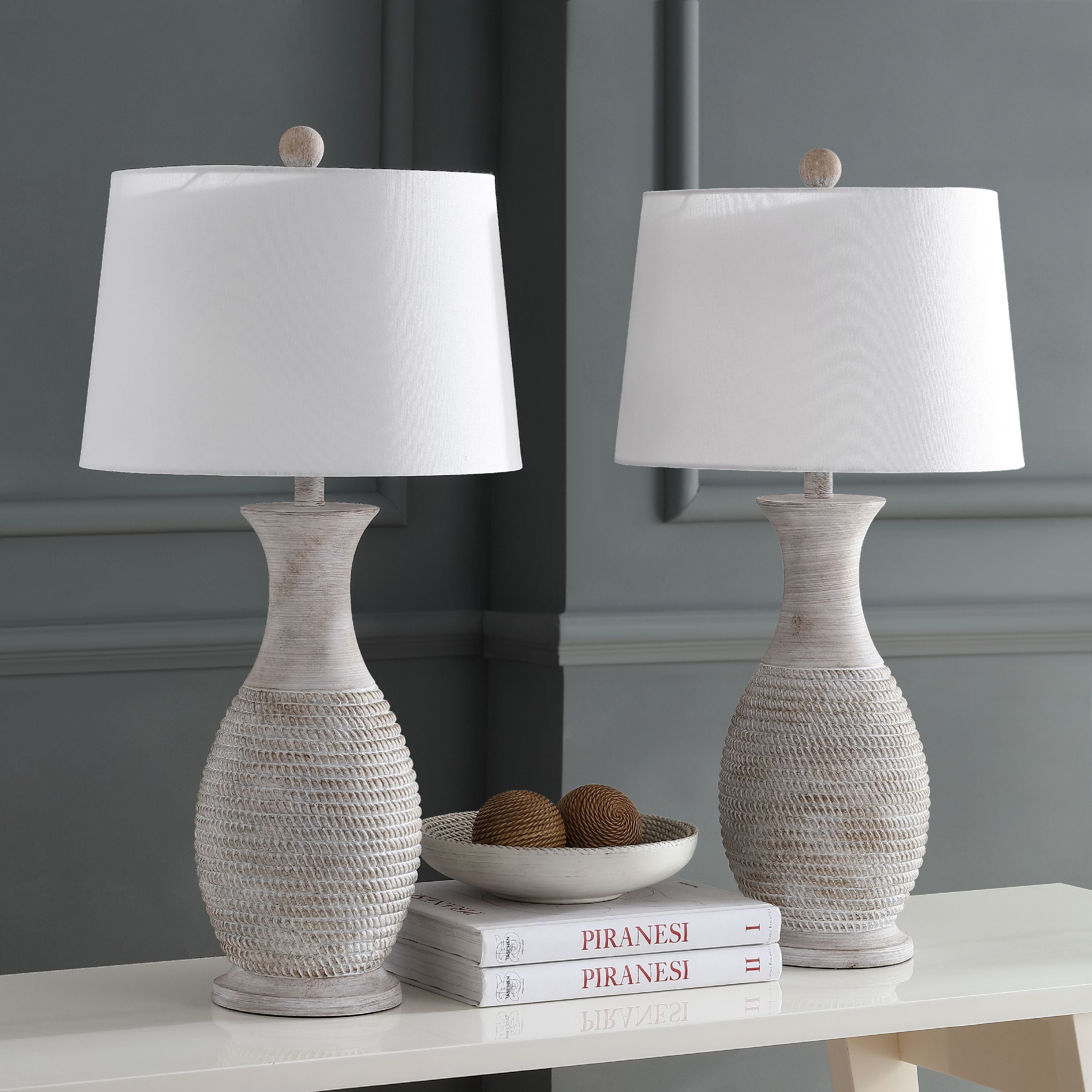 Safavieh Bentlee Distressed Living Room Table Lamp 30 in. High White Grey Base Walmart