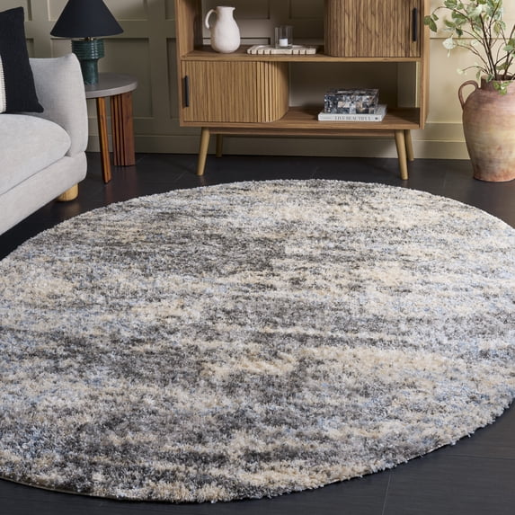 Safavieh Berber Damian Abstract Shag Area Rug, Gray Blue/Cream, 6' x 8' Oval