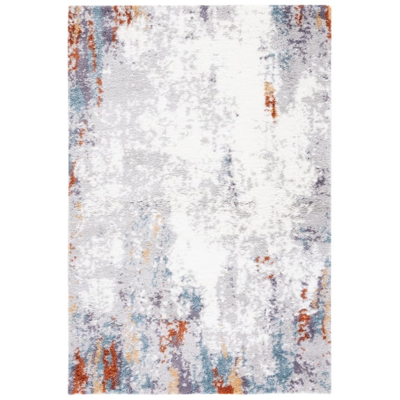 Safavieh Berber Shag Chandita Rug Blue Rust/Ivory 4'5" x 6'5" 4' x 6' Indoor Living Room,Bathroom,Bedroom Rectangle