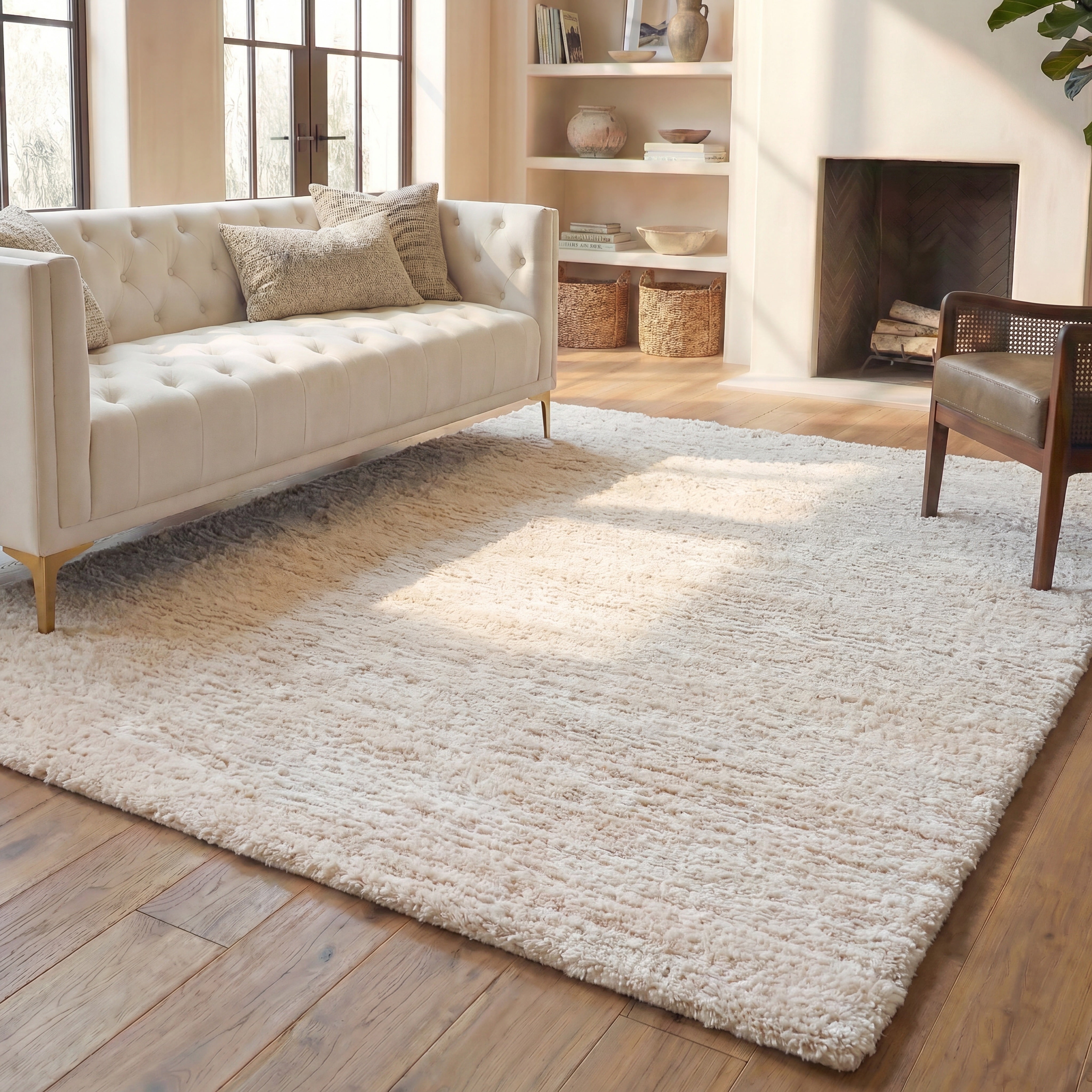 Safavieh Berber Torvald Abstract Polyester Shag Area Rug, Ivory/Beige, 2'3" x 3'11"