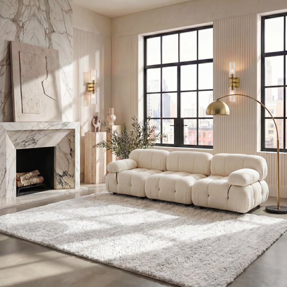 Safavieh Berber Torvald Abstract Polyester Shag Area Rug, Ivory/Light Gray, 6' x 9'