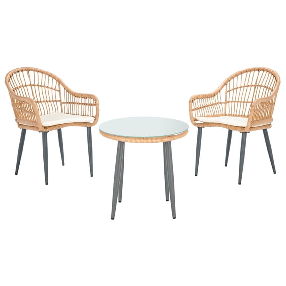 Safavieh Berlen Outdoor Patio 3 Pc Bistro Set - Natural/Beige
