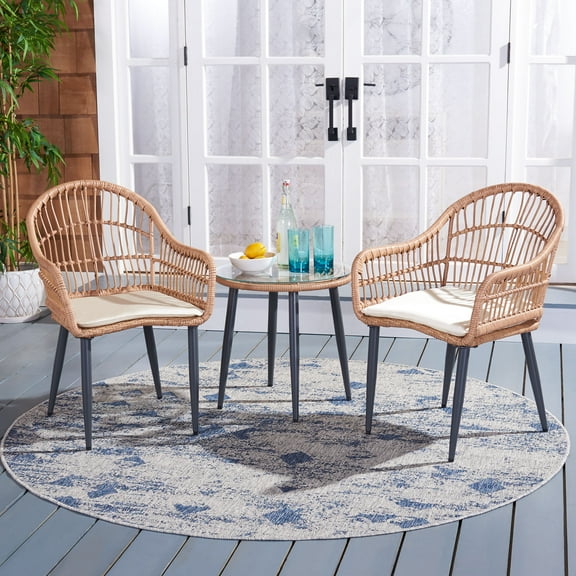 Safavieh Berlen Outdoor Patio 3 Pc Bistro Set - Natural/Beige