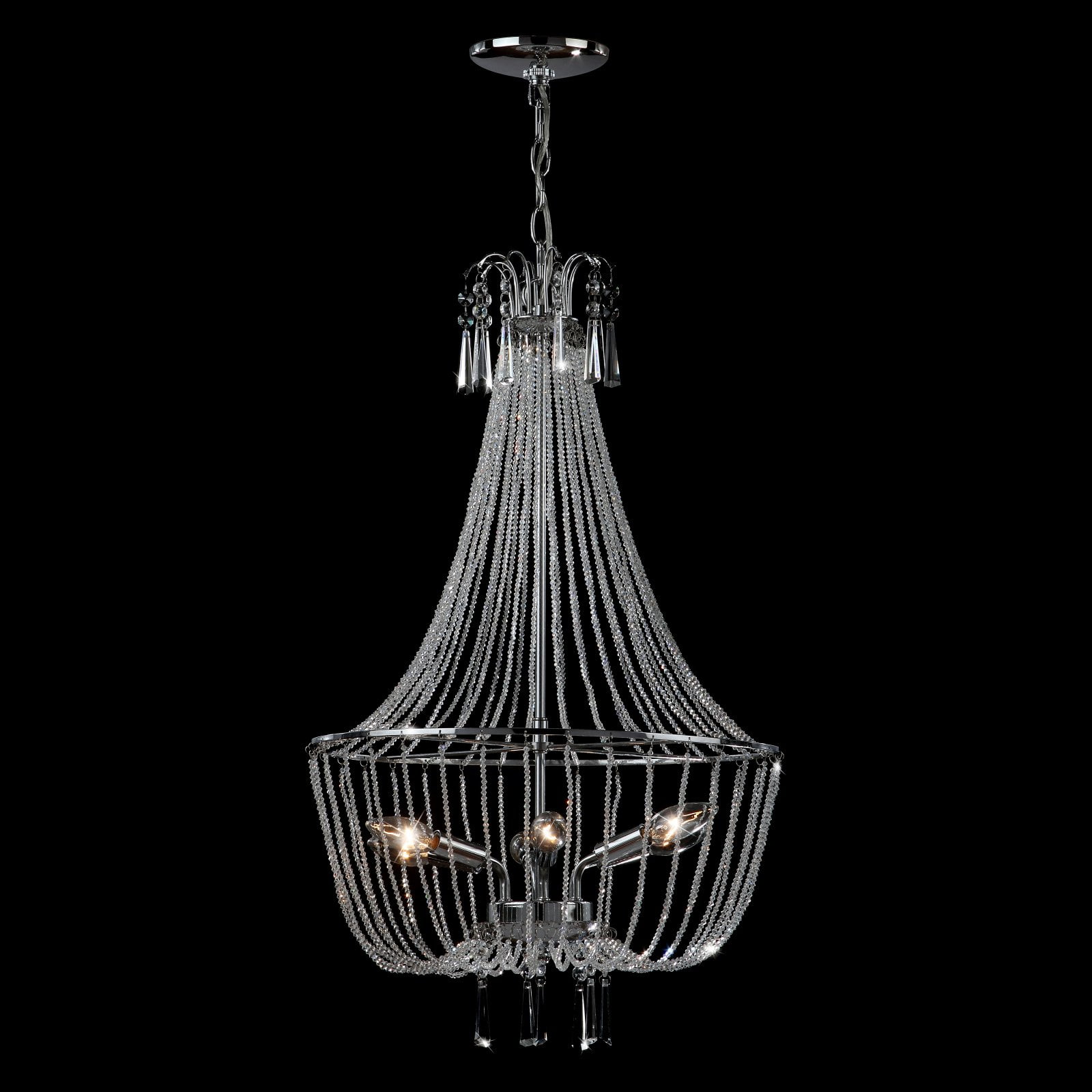 Berlin Inspired 19" Chrome Glass Beaded Adjustable Chandelier