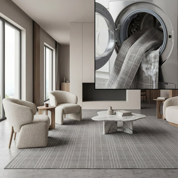 Safavieh Machine Washable Rug Indoor/Outdoor Bermuda Collection Kyleigh Geometric Area Rug, Grey, 9' x 12'