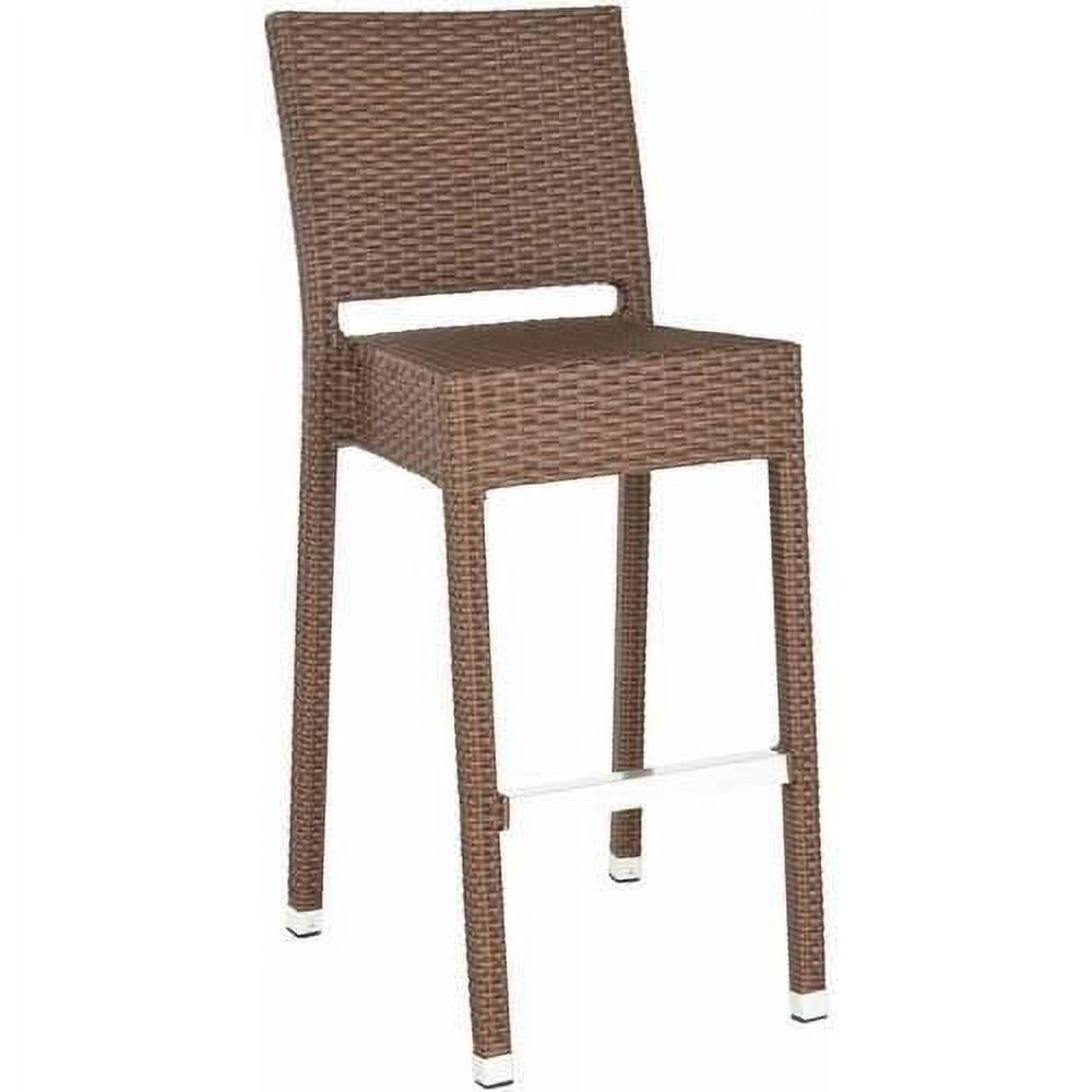 Landry Brown Rattan and Aluminum Bar Stool