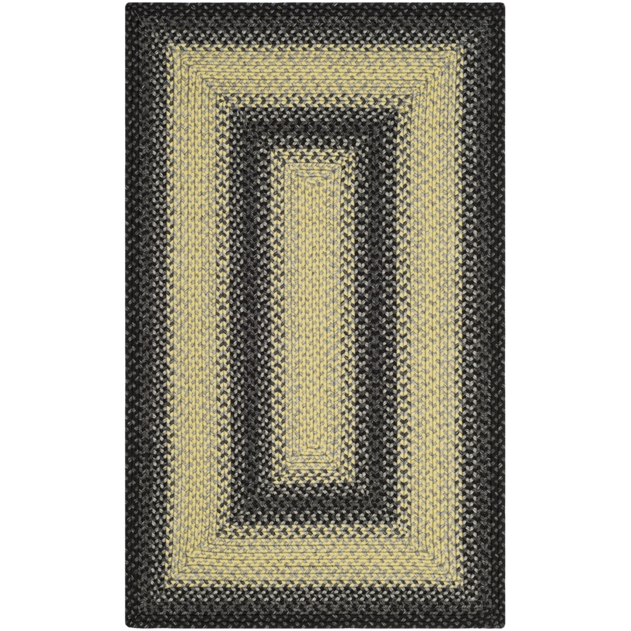 Black and Gray Braided Reversible Synthetic Area Rug