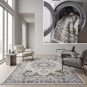 Safavieh  Blair Machine Washable Slip Resistant Ayseli Rug 5'3" x 7'6" - Beige/Grey Navy