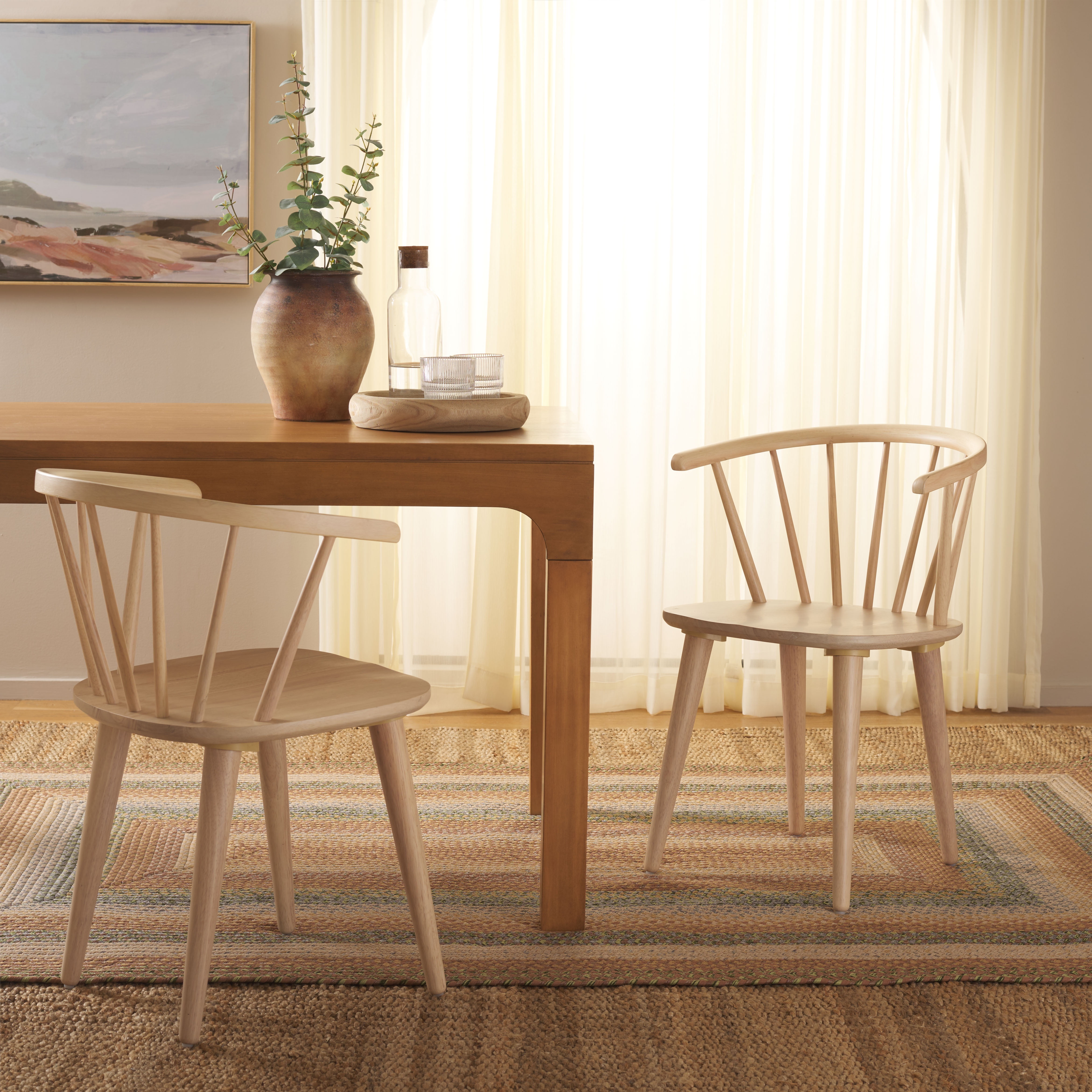 Safavieh Blanchard Scandinavian Wood Dining Side Chairs, White Wash (Set of 2)