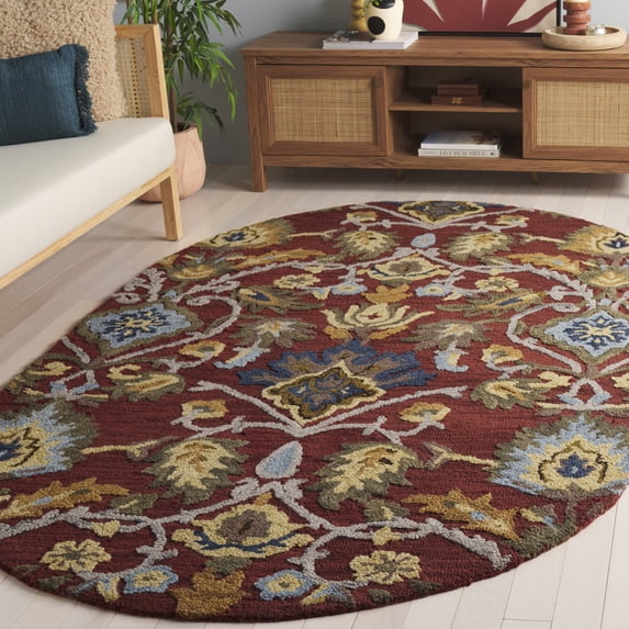 Safavieh Blossom Lennon Floral Wool Area Rug, Red/Multi, 8' x 10' Oval