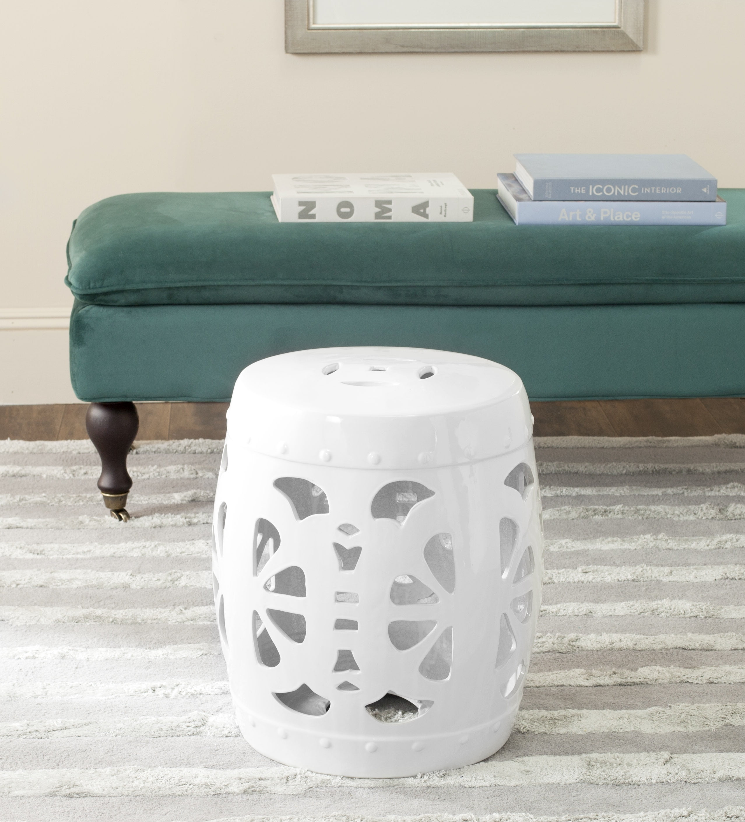 Safavieh Blossom Solid Indoor/Outdoor Garden Stool, Antique White ...