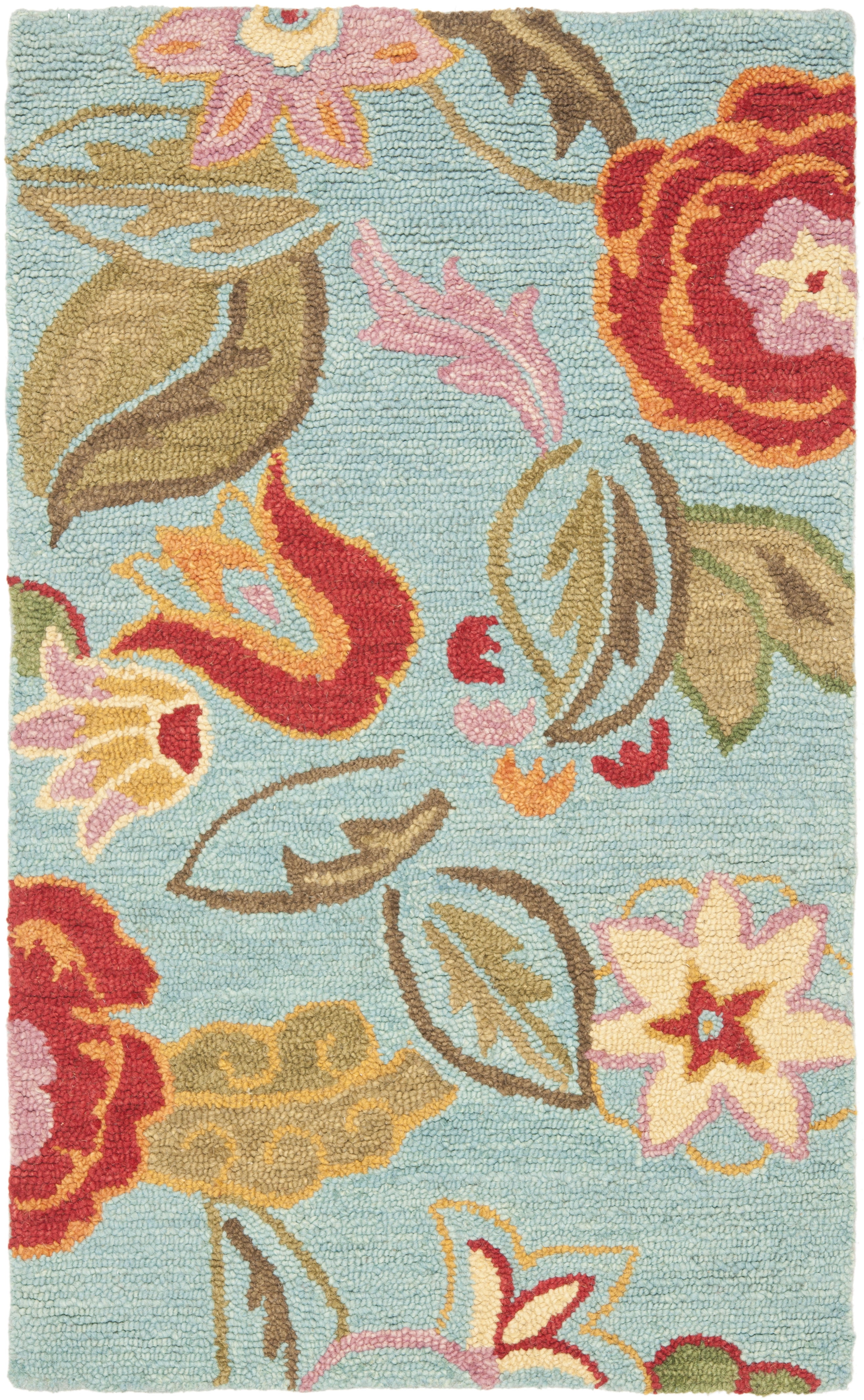 Blossom Blue Floral Hand-Tufted Wool Area Rug, 3' x 5'