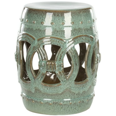 Safavieh Blue Green Ceramic Double Coin Stool in Blue