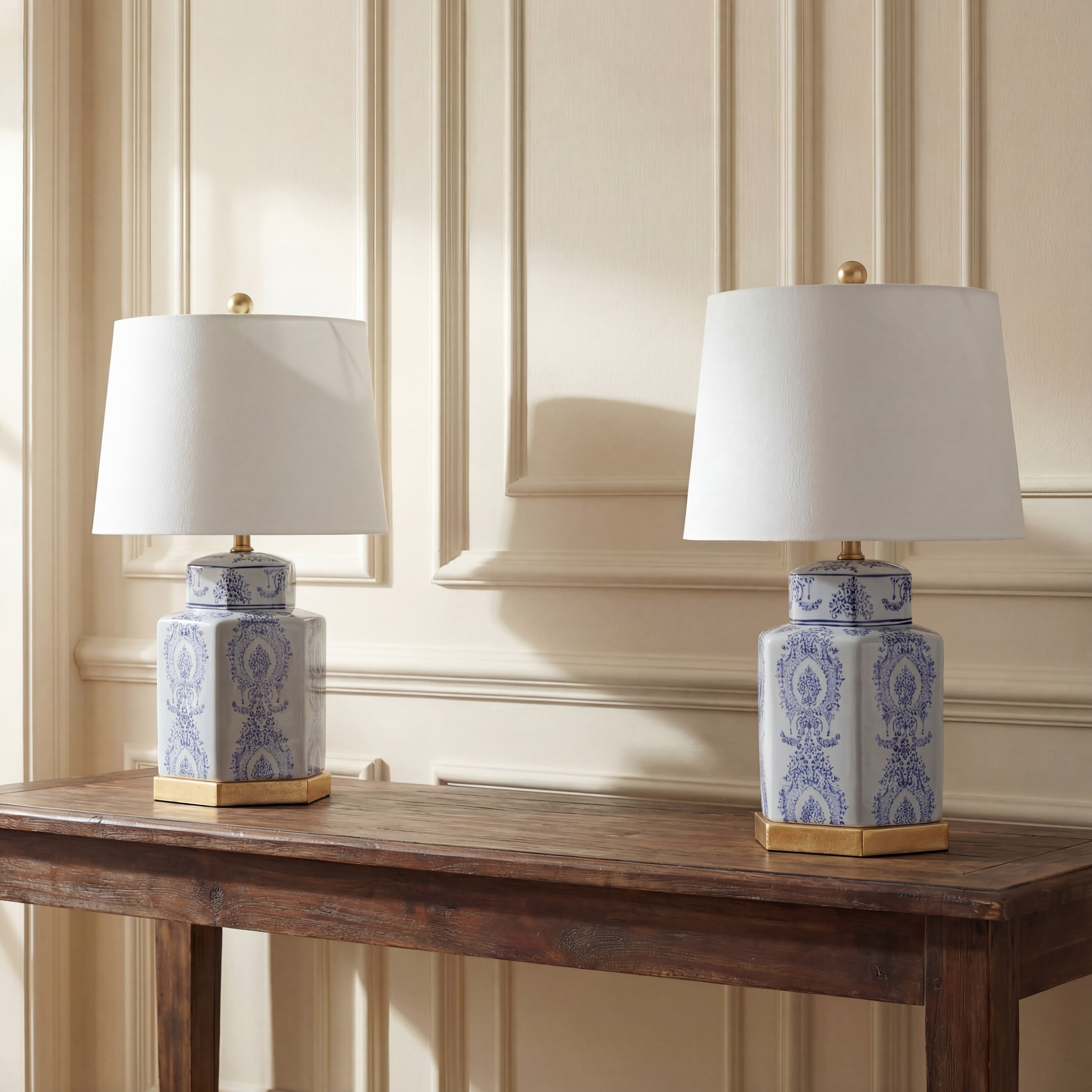 Safavieh, Traditional 23 in. H Table Lamp, Blue/White, Set of 2