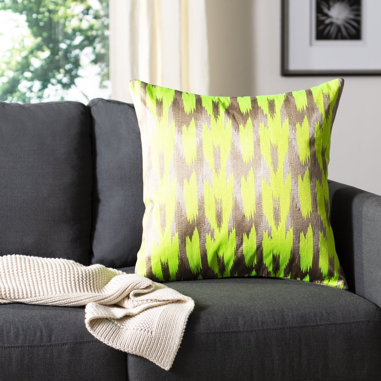 Neon Citrus Ikat Embroidered 20" Throw Pillow Set