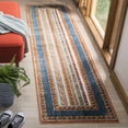 thumbnail image 1 of SAFAVIEH Bokhara Fletcher Striped Polyester Runner Rug, Blue/Orange, 2'2" x 8', 1 of 7