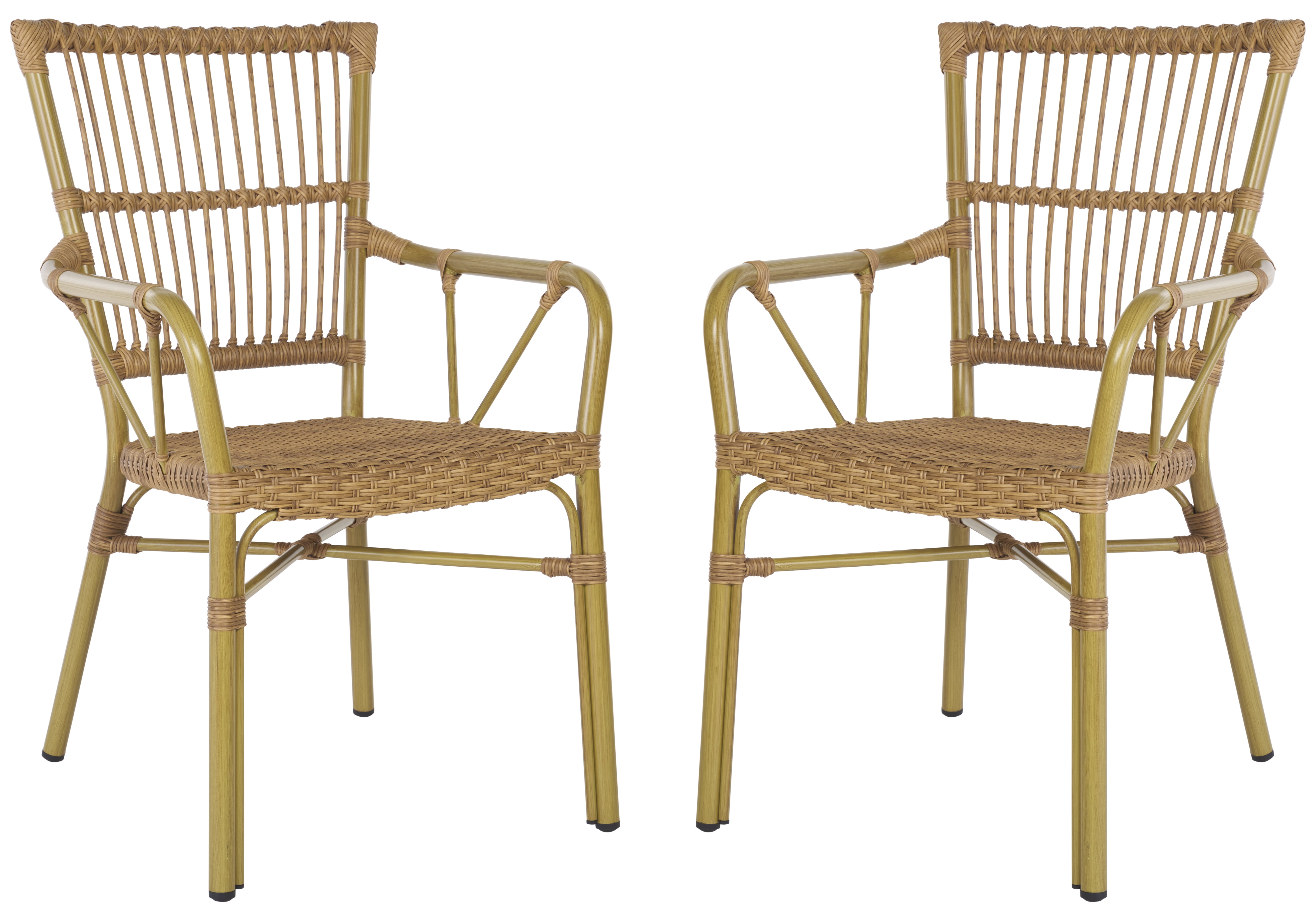 Safavieh Bora Aluminum Outdoor Dining Arm Chairs - Set of 2, Natural