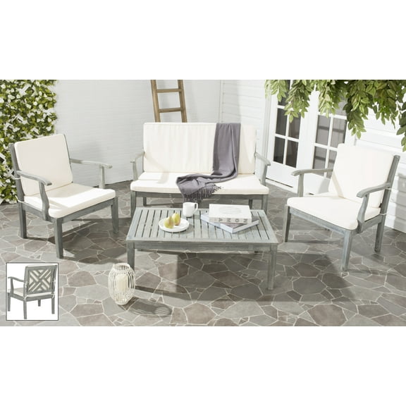 Safavieh Bradbury Outdoor Modern 4 Piece Living Set with Cushion