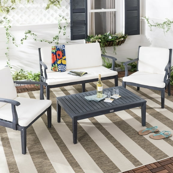 Safavieh Bradbury Outdoor Modern 4 Piece Living Set with Cushion