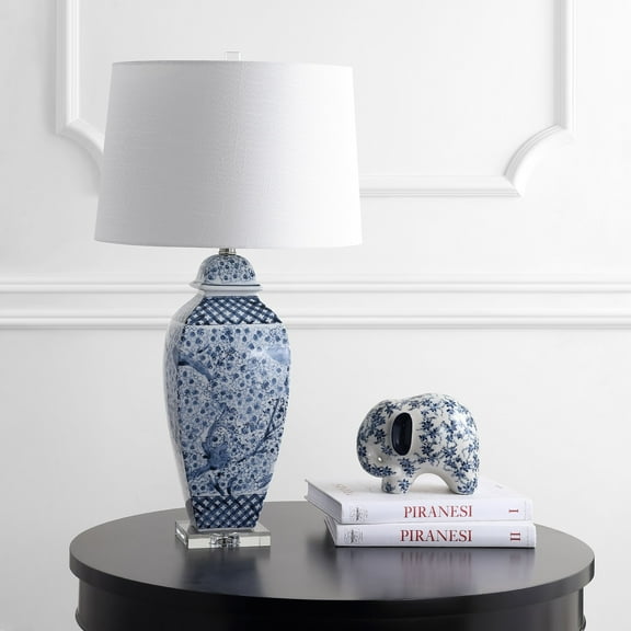 Safavieh Braeden Floral 30 in. H Table Lamp, Blue/White