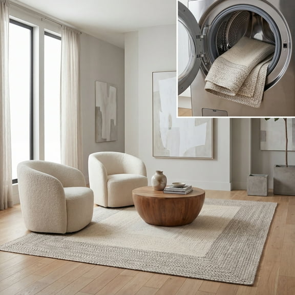 Safavieh Braided 2'-0" x 3'-0" Hand Woven Rug in Ivory / Gray