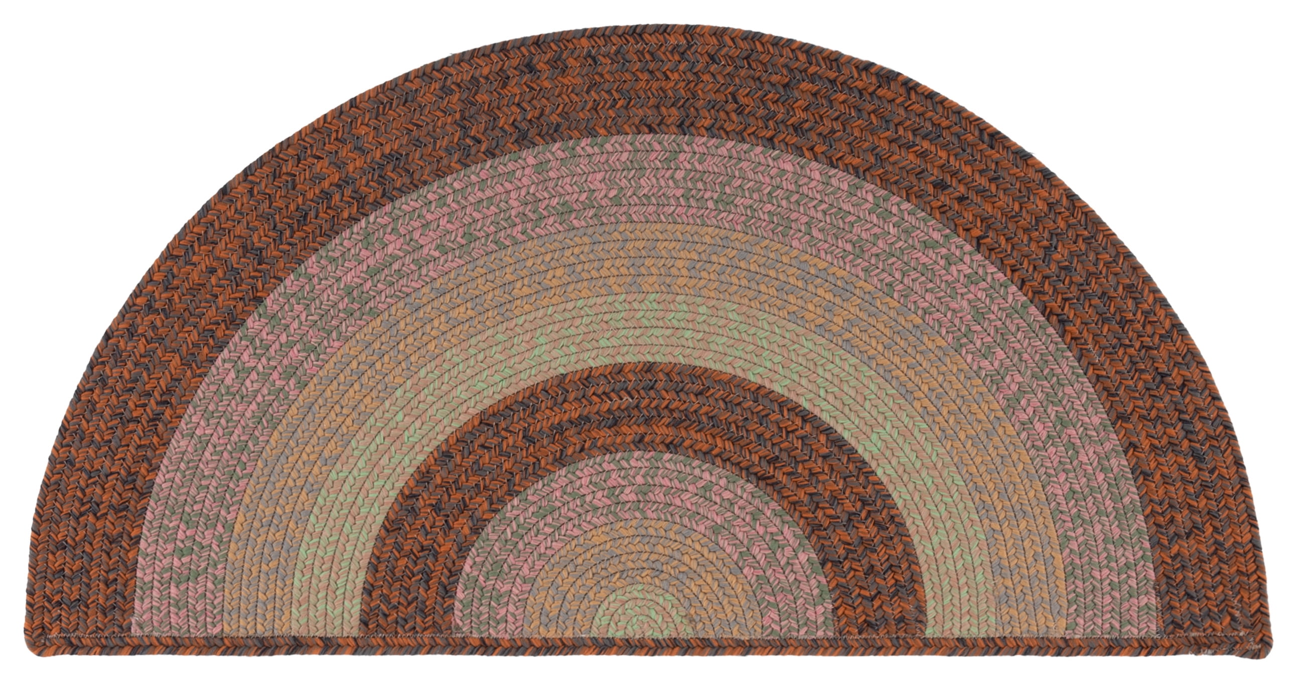 SAFAVIEH Braided Jarrod Geometric Machine Washable Reversible Area Rug, Dark Brown/Light Green, 2' x 4' Half Moon