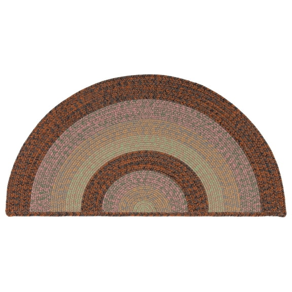 SAFAVIEH Braided Jarrod Geometric Machine Washable Reversible Area Rug, Dark Brown/Light Green, 2' x 4' Half Moon
