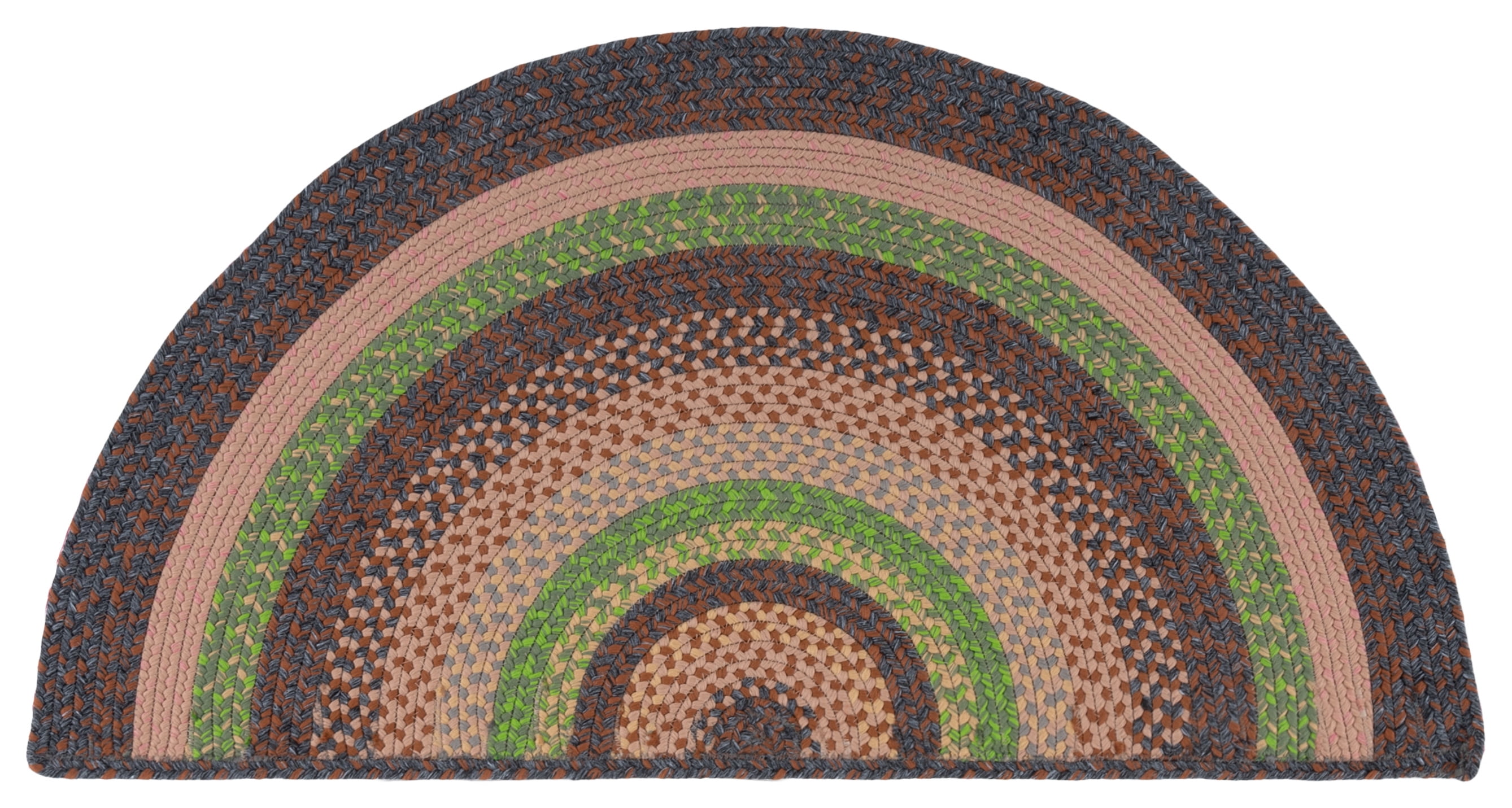 SAFAVIEH Braided Marco Bordered Machine Washable Reversible Area Rug, Brown/Green, 2' x 4' Half Moon