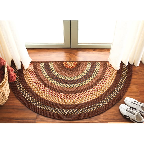 Safavieh Braided Angel Bordered Machine Washable Reversible Area Rug, Brown/Light Brown, 2' x 4' Half Moon
