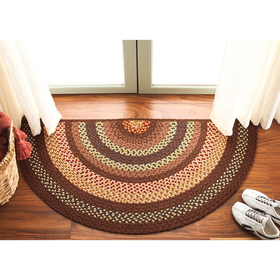Safavieh Braided Angel Bordered Machine Washable Reversible Area Rug, Brown/Light Brown, 2' x 4' Half Moon