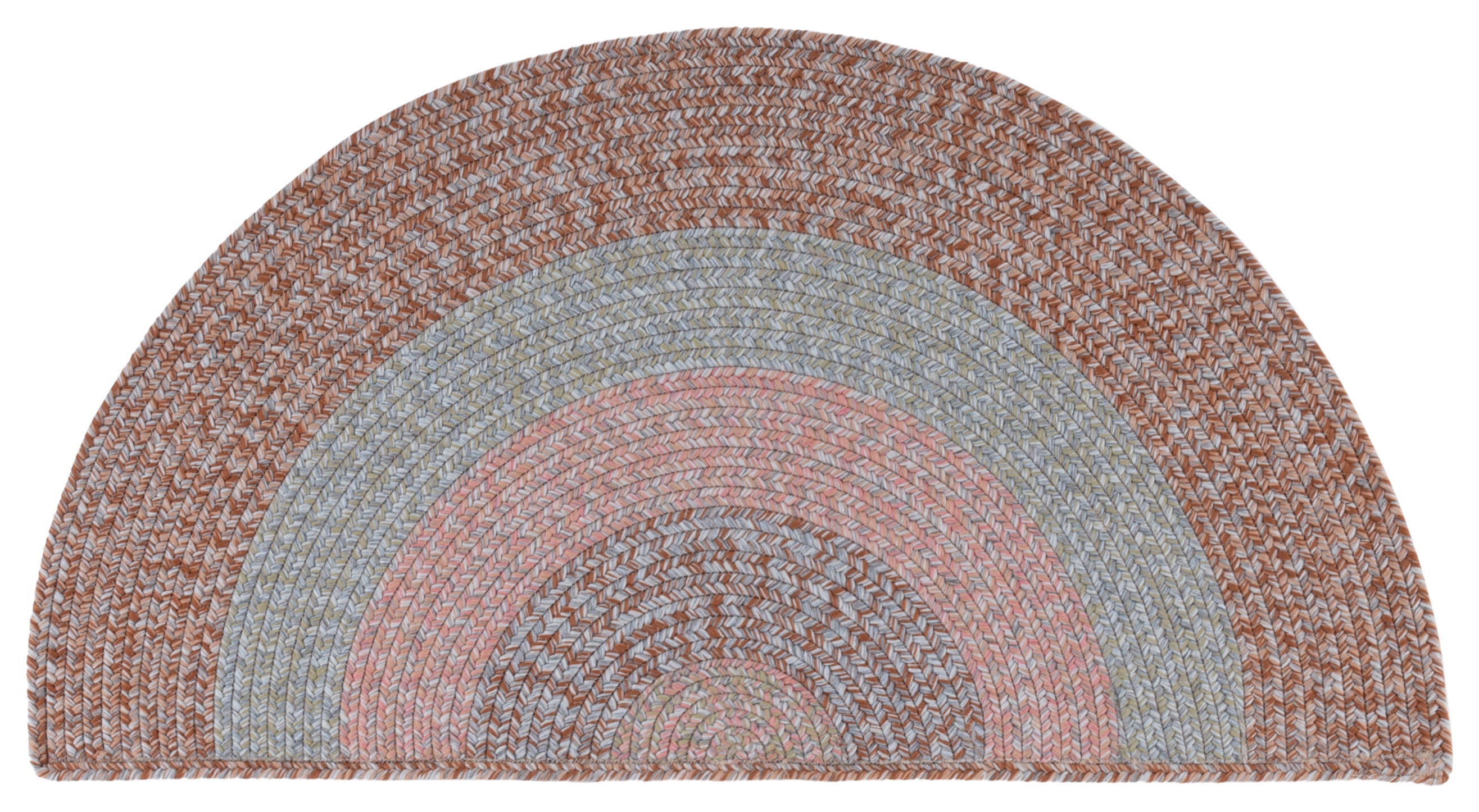 SAFAVIEH Braided Kent Geometric Machine Washable Reversible Area Rug, Brown/Gray Pink, 2' x 4' Half Moon