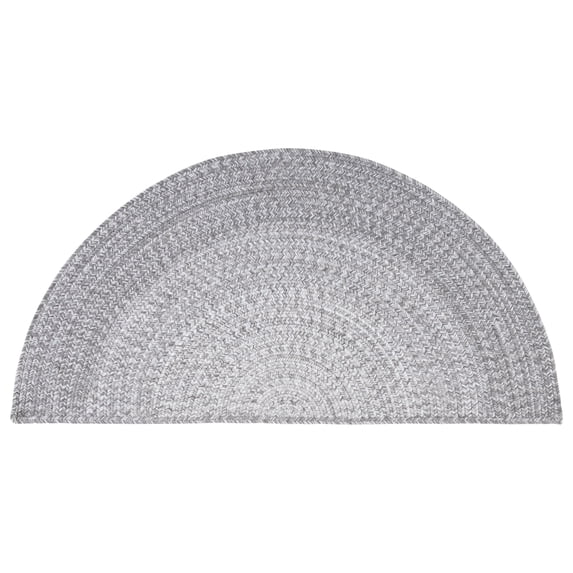 SAFAVIEH Braided Evangeline Bordered Machine Washable Reversible Area Rug, Grey, 2' x 4' Half Moon