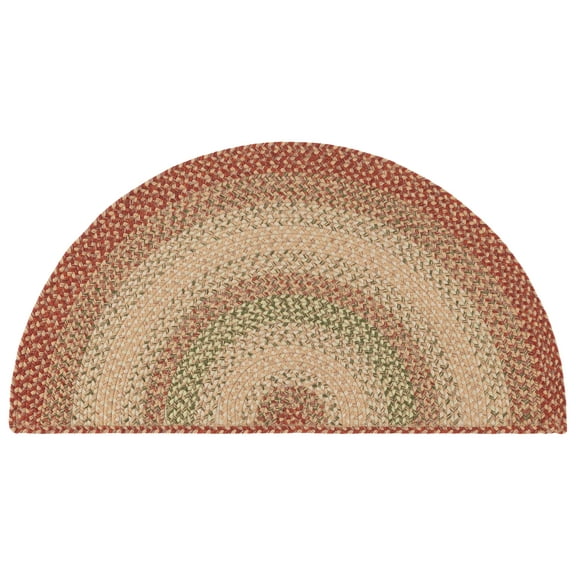 SAFAVIEH Braided Cirino Bordered Machine Washable Reversible Area Rug, Rust/Multi, 2' x 4' Half Moon