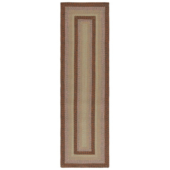 SAFAVIEH Braided Jarrod Geometric Machine Washable Reversible Runner Rug, Dark Brown/Light Green, 2'3" x 8'