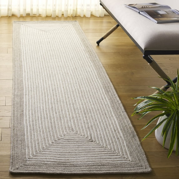 SAFAVIEH Braided Lars Geometric Reversible Runner Rug, Beige/Ivory, 2'3" x 8'
