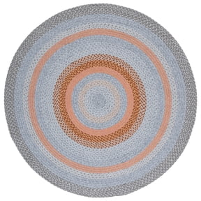 SAFAVIEH Braided Marco Bordered Machine Washable Reversible Area Rug, Grey/Rust, 3' x 3' Round