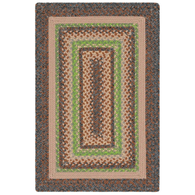 SAFAVIEH Braided Marco Bordered Machine Washable Reversible Area Rug, Brown/Green, 3' x 5'