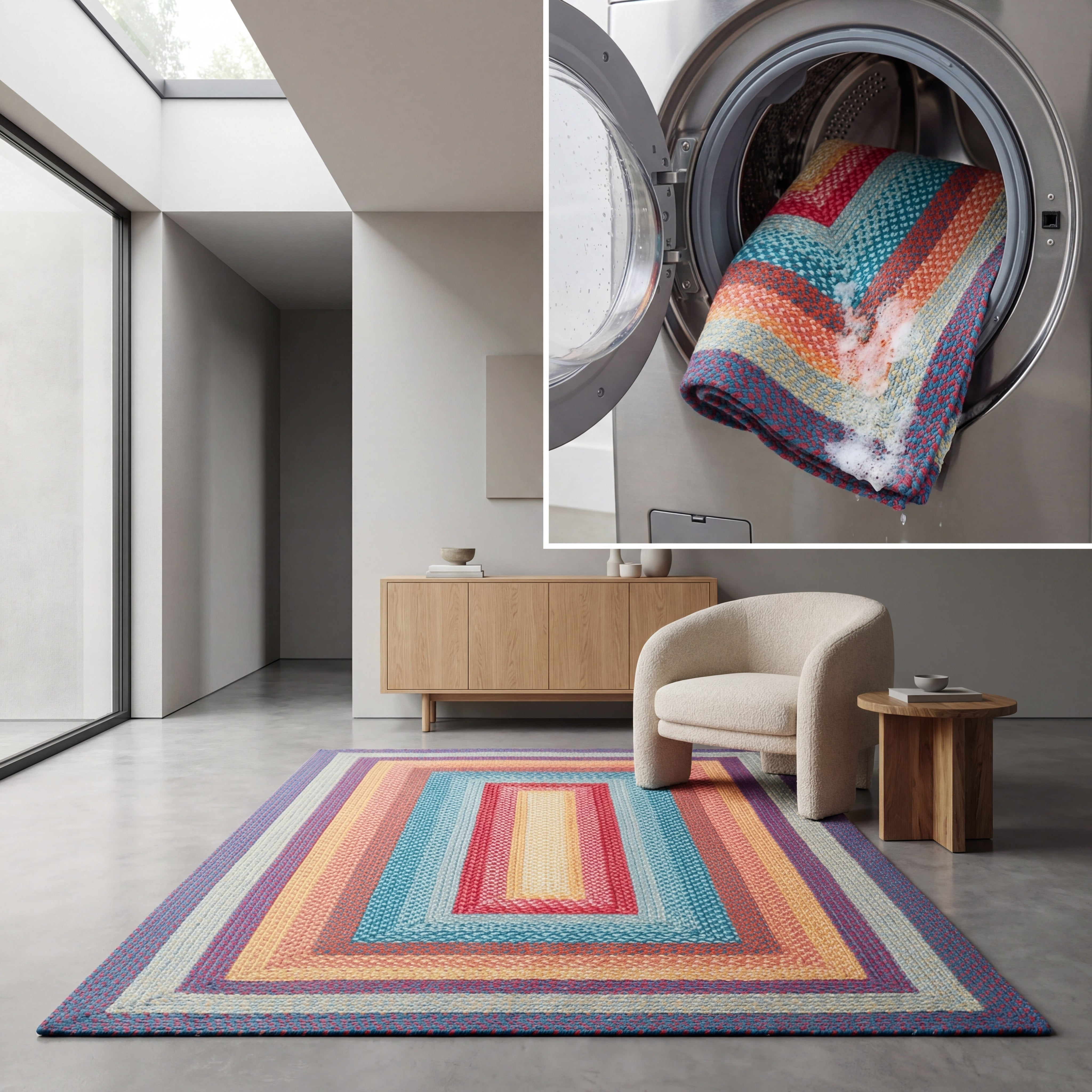 Safavieh Braided Ellen Bordered Machine Washable Reversible Area Rug, Red/Orange, 3' x 5'
