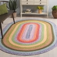 thumbnail image 1 of SAFAVIEH Braided Brendanus Striped Machine Washable Reversible Area Rug, Green/Rust, 4' x 6' Oval, 1 of 12