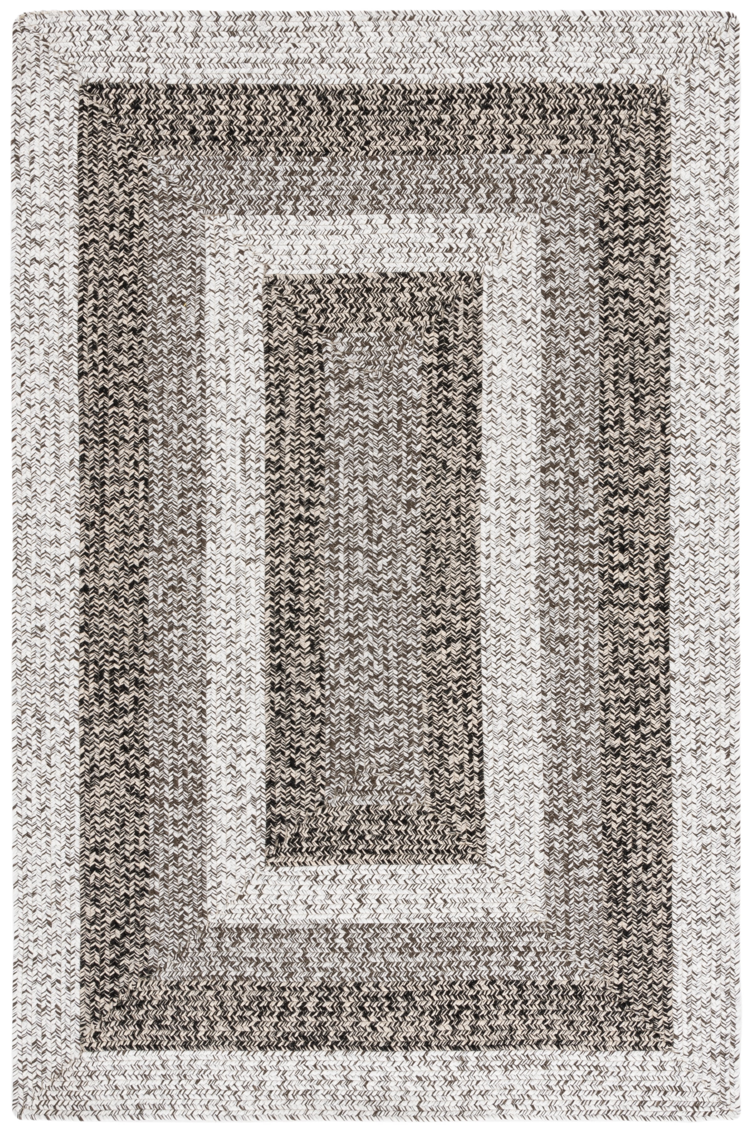 SAFAVIEH Braided Kent Geometric Machine Washable Reversible Area Rug, Ivory/Black, 4' x 6'