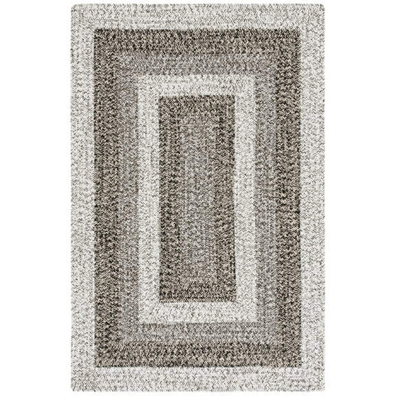 SAFAVIEH Braided Kent Geometric Machine Washable Reversible Area Rug, Ivory/Black, 4' x 6'