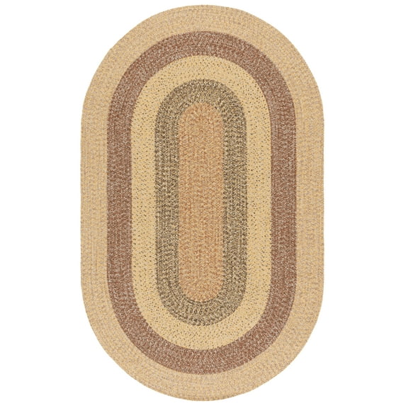 SAFAVIEH Braided Kent Geometric Machine Washable Reversible Area Rug, Beige/Brown, 4' x 6' Oval