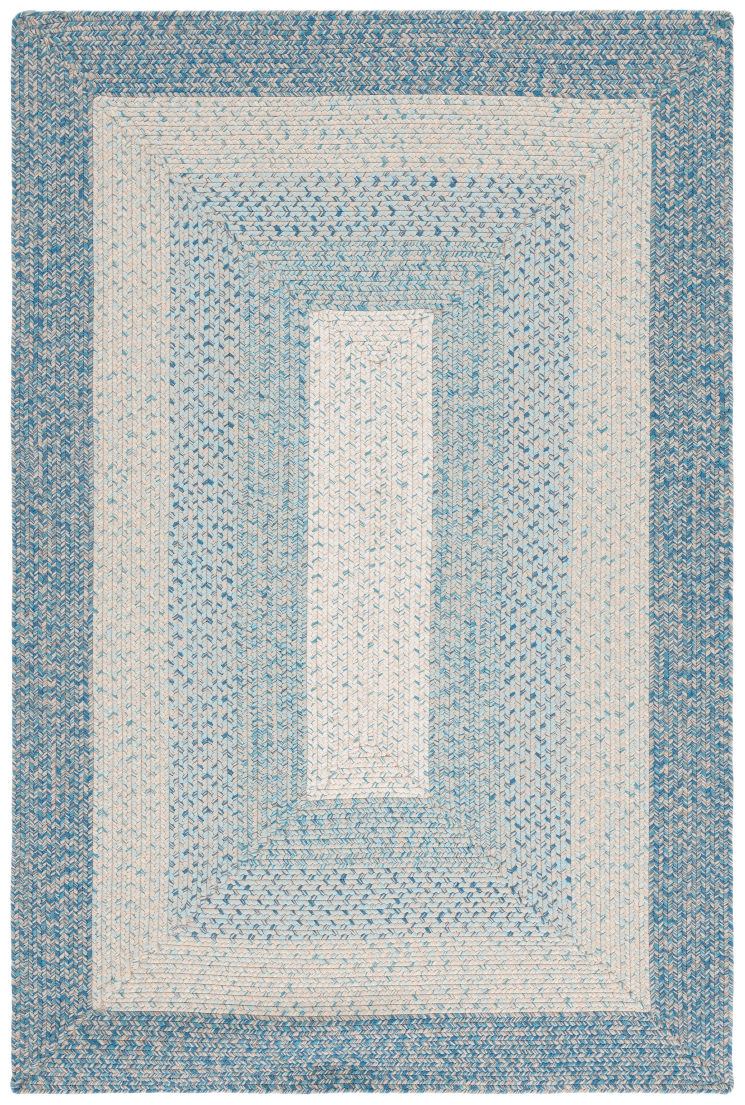 SAFAVIEH Braided Kent Geometric Machine Washable Reversible Area Rug, Blue/Aqua, 4' x 6'